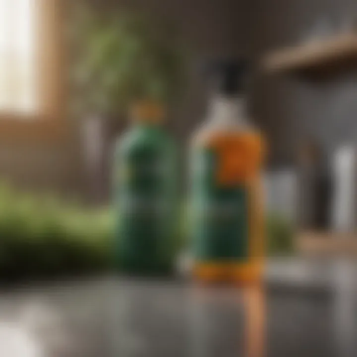A variety of eco-friendly cleaning products arranged neatly