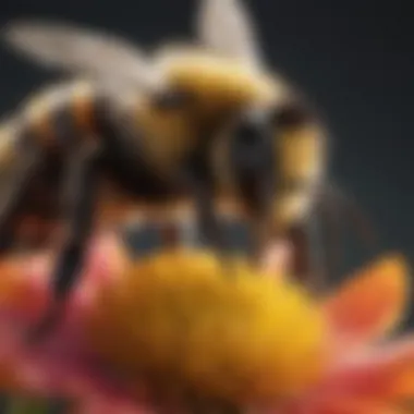 Close-up of bumble bee on a vibrant flower