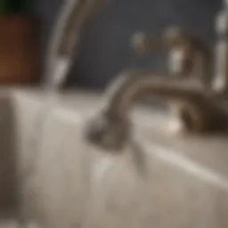 Close-up of mineral deposits on a faucet