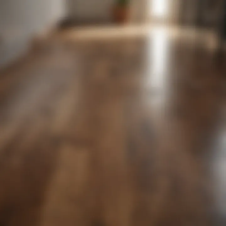 Polished hardwood floor reflecting light