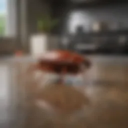 Close-up view of a cockroach on a kitchen surface