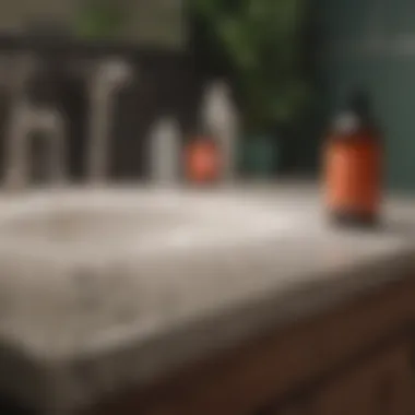 Mold Removal Solutions Ready for Use Chemical solutions for mold removal displayed on a bathroom counter