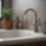 A bathroom sink filled with water and a kettle of boiling water nearby