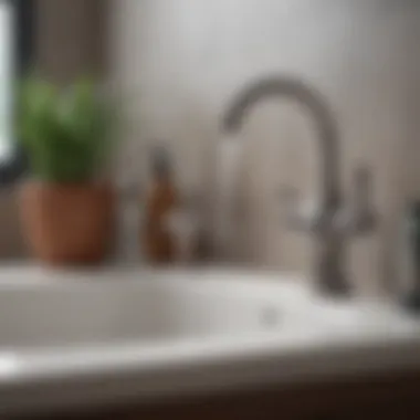 Boiling Water Preparation for Clog Removal A bathroom sink filled with water and a kettle of boiling water nearby