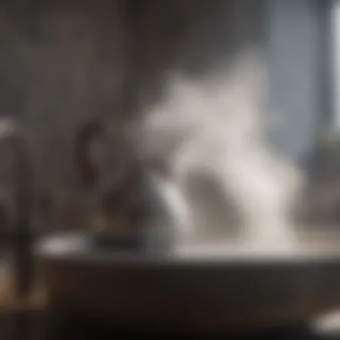 Steam Indicating High Temperature A close-up of steam rising from a kettle of boiling water