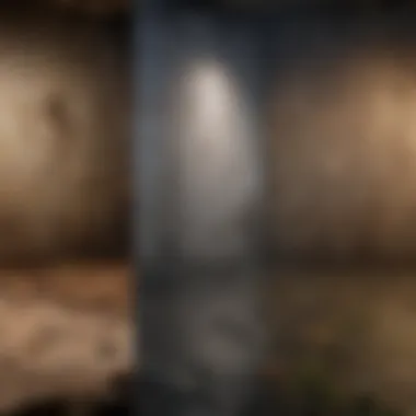 Before and after comparison of a moldy area treated with vinegar