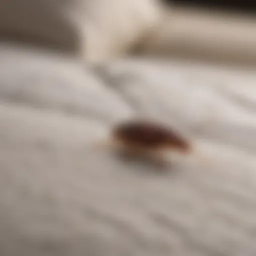 Close-up view of bed bugs on a mattress