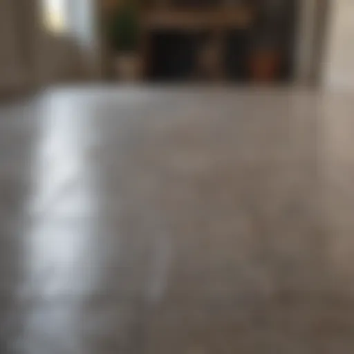 Before and after cleaning floor grout comparison