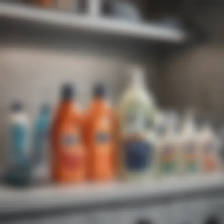 Various deodorizing products on a laundry shelf