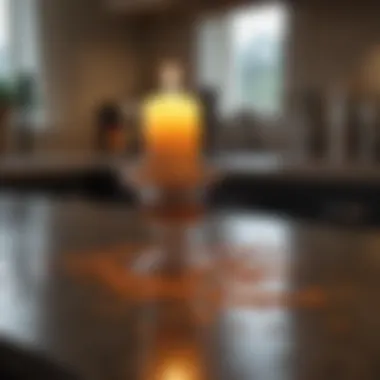 Wax Drippings on Countertop A candle jar with wax drippings on a kitchen countertop
