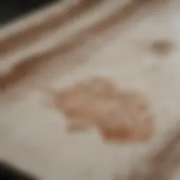Close-up of quartz countertop showcasing different types of stains