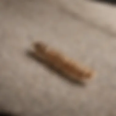 A close-up of moth larvae on a fabric surface