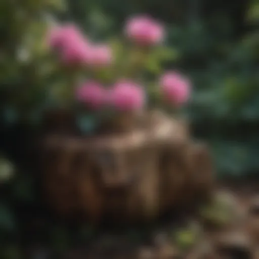 Rhododendron stump in a garden