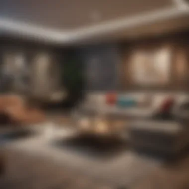 Modern Basement Living Space Contemporary basement living area showcasing modern furniture and decor.