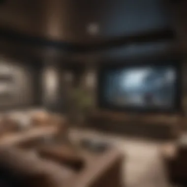 Basement Entertainment Zone Stylish basement entertainment room with a home theater setup.