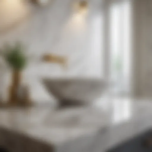 Luxurious marble bathroom countertop with elegant fixtures