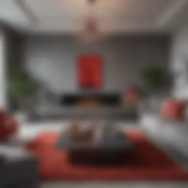 Modern Living Room Design with Grey and Red Elegant grey and red living room showcasing modern design elements