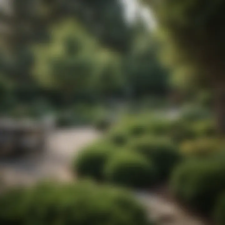 Beautifully landscaped garden featuring well-maintained evergreen trees