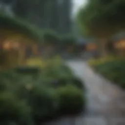 Lush evergreen trees providing year-round greenery in a backyard setting
