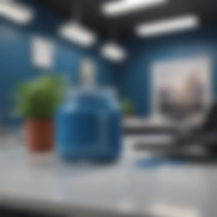 A color palette showcasing various shades of blue suitable for office environments.
