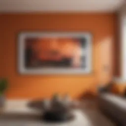 Burnt orange accent wall in a modern living room