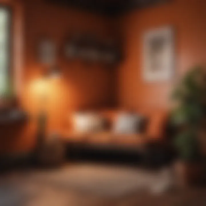 Cozy reading nook with burnt orange decor