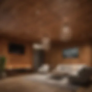 Acoustic Benefits of Wooden Ceiling Paneling Room with acoustic wood paneling enhancing sound quality