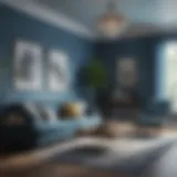 Calming blue living room with harmonious color palette