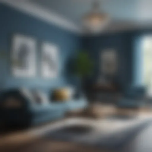 Calming blue living room with harmonious color palette