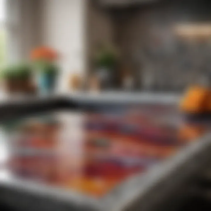 Vibrant quartz countertop reflecting modern designs