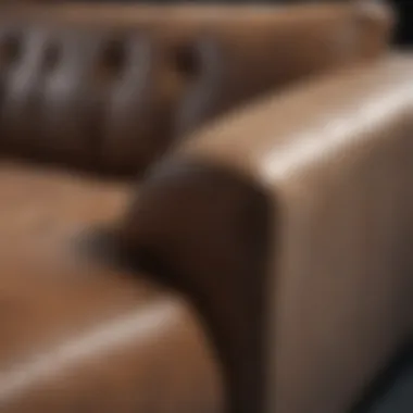 Close-up view of high-quality materials used in a contemporary sofa, highlighting texture and craftsmanship.