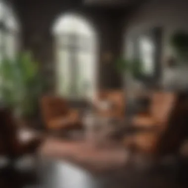 Cozy conversation area with various chair styles and textures