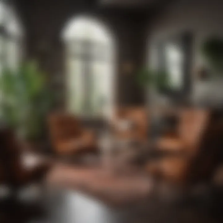 Cozy conversation area with various chair styles and textures