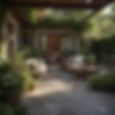 Welcoming Outdoor Space Welcoming outdoor space with natural materials and elegant decor reflecting country chic aesthetics