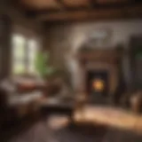 Rustic living room showcasing country chic style with vintage furniture and cozy textiles