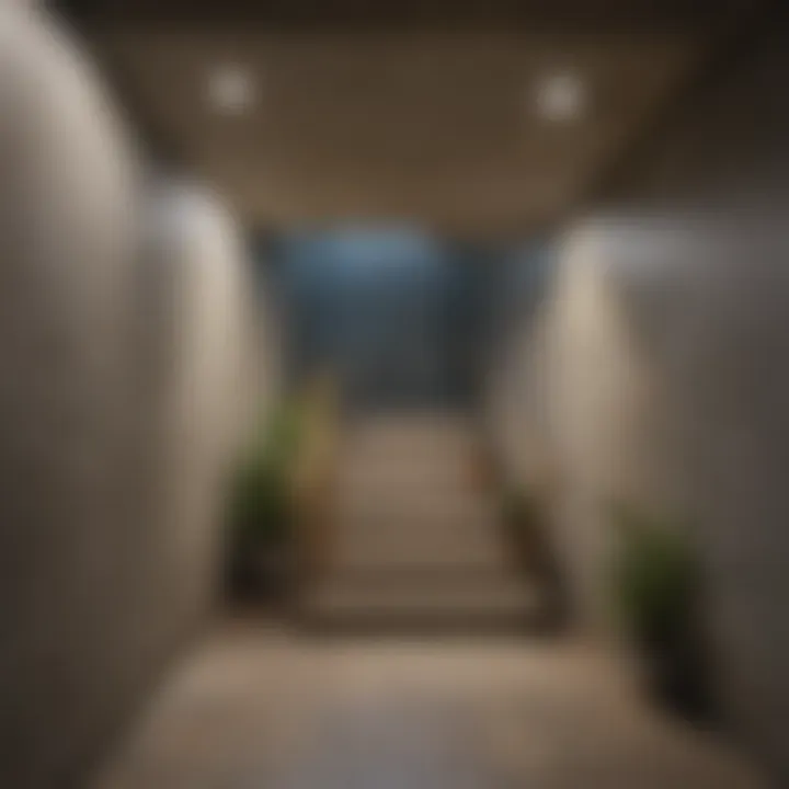 Safety features integrated into a basement stairwell