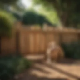 Charming wooden dog fence in a garden setting