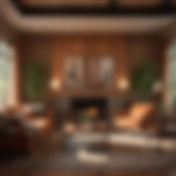 A cozy living room adorned with warm earthy tones