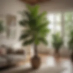 A stunning Ficus lyrata showcasing its broad leaves in a modern living room setting