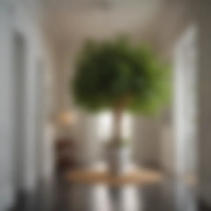 A vibrant Schefflera arboricola adding a tropical touch to a bright hallway