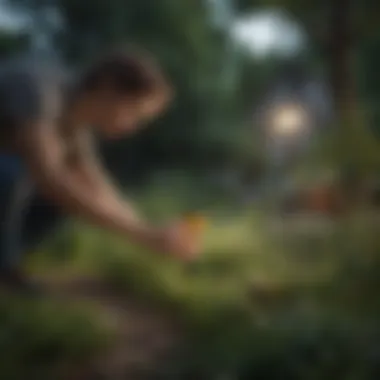 Applying Repellents in Outdoor Settings Person applying bug repellent in a garden