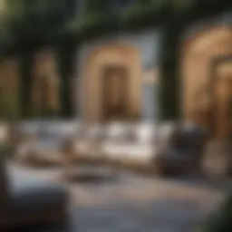 Luxurious outdoor seating arrangement with cushions