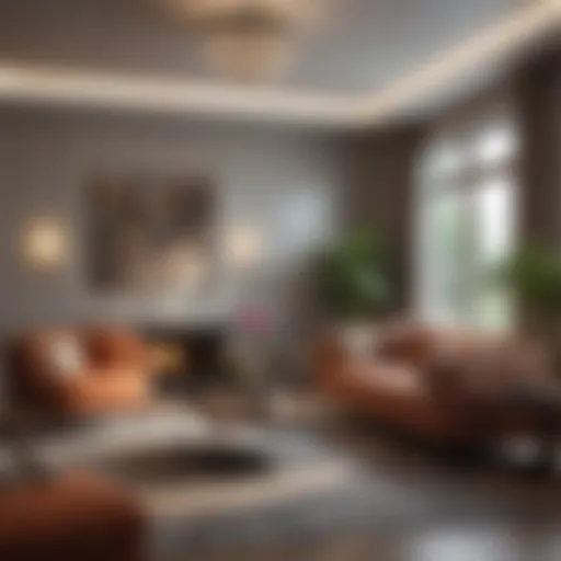 Elegant living room showcasing a modern sofa and stylish decor