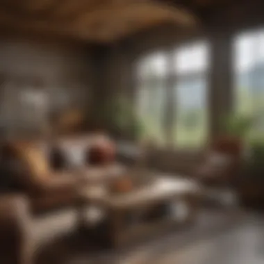 Rustic Farmhouse Living Room Inspiration A cozy living room featuring a rustic farmhouse theme with wooden accents