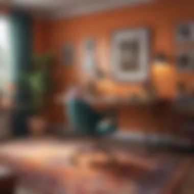 Eclectic Home Office Aesthetic A vibrant eclectic home office filled with colorful decor and unique furnishings