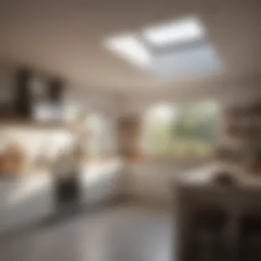 Bright kitchen with skylights illuminating the space