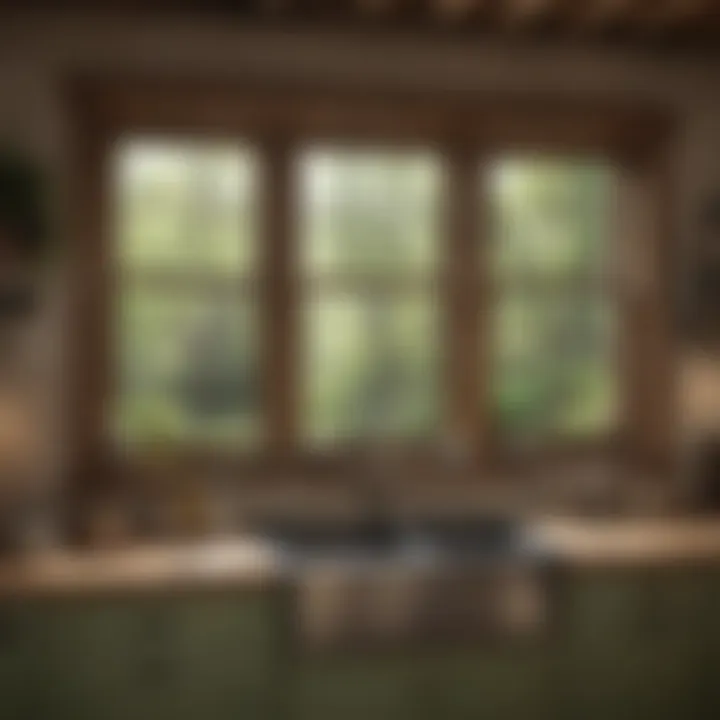 Rustic kitchen with vintage-style casement windows