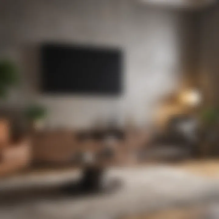 Cozy living room showcasing textured wallpaper