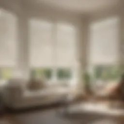 Elegant off-white window blinds enhancing a cozy living room ambiance