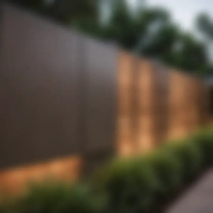 Modern composite outdoor privacy panel in a backyard